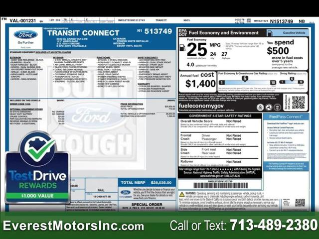 2022 Ford Transit Connect XL Cargo Van for sale in Houston, TX