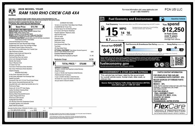 2026 Ram 1500 RHO Crew Cab 4x4 5'7" Box