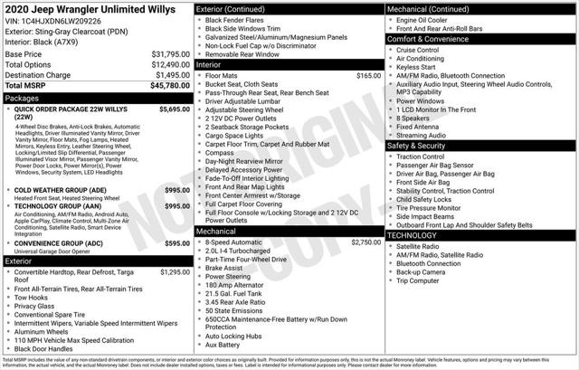 2020 Jeep Wrangler Unlimited Willys 2020 Jeep Wrangler Unlimited Willys