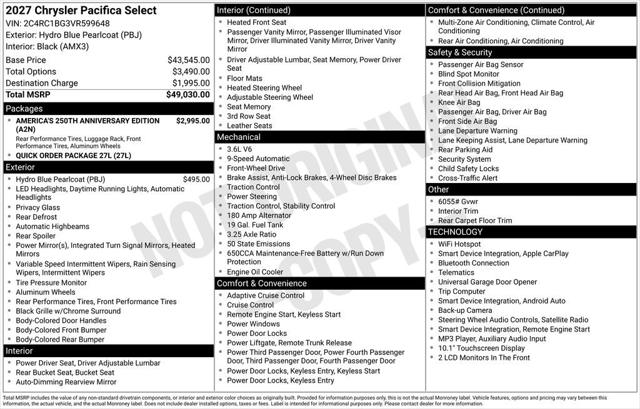 2027 Chrysler Pacifica PACIFICA SELECT
