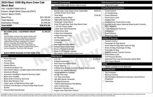 2024 RAM 1500 Big Horn/Lone Star 2024 RAM 1500 Big Horn/Lone Star