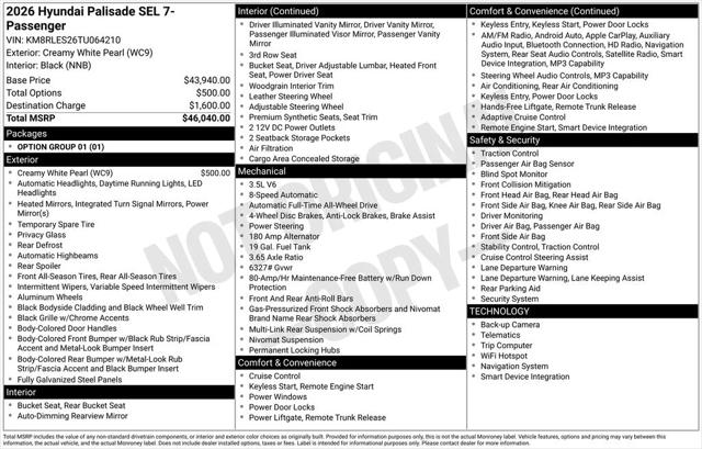 2026 Hyundai Palisade SEL 2026 Hyundai Palisade SEL