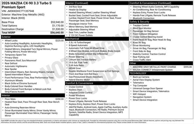 2026 Mazda Cx-90 3.3 Turbo S Premium 2026 Mazda Cx-90 3.3 Turbo S Premium