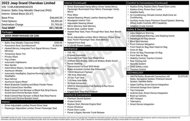 2022 Jeep Grand Cherokee Limited 2022 Jeep Grand Cherokee Limited