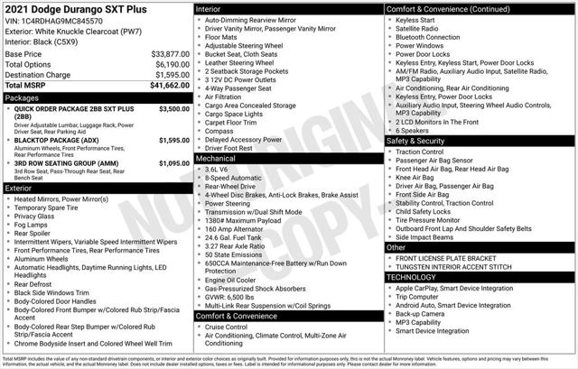 2021 Dodge Durango SXT Plus RWD