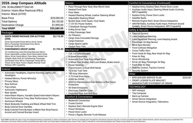 2026 Jeep Compass Latitude Altitude