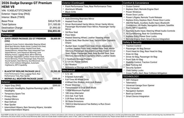 2026 Dodge Durango GT Premium AWD HEMI V8