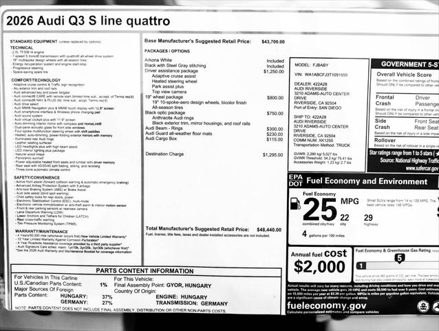 2026 Audi Q3 TFSI quattro S tronic