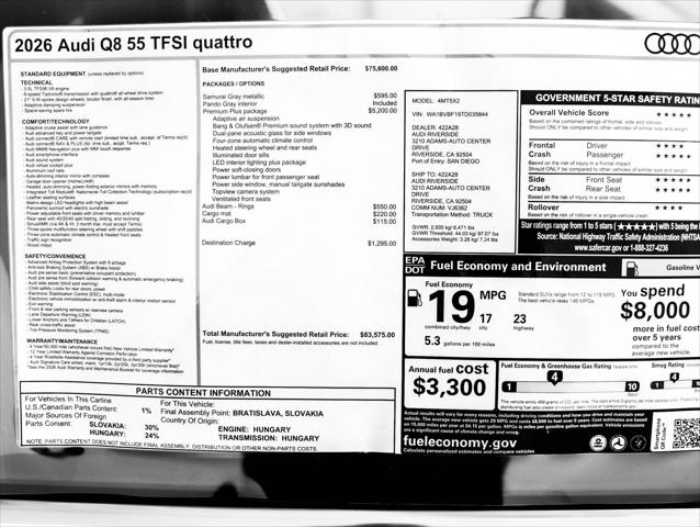 2026 Audi Q8 Premium Plus 55 TFSI quattro Tiptronic