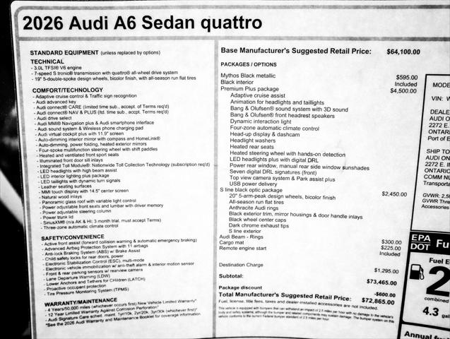 2026 Audi A6 Premium Plus quattro S tronic