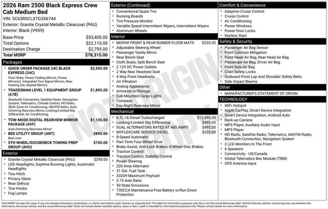 2026 Ram 2500 Black Express Crew Cab 4x4 64 Box
