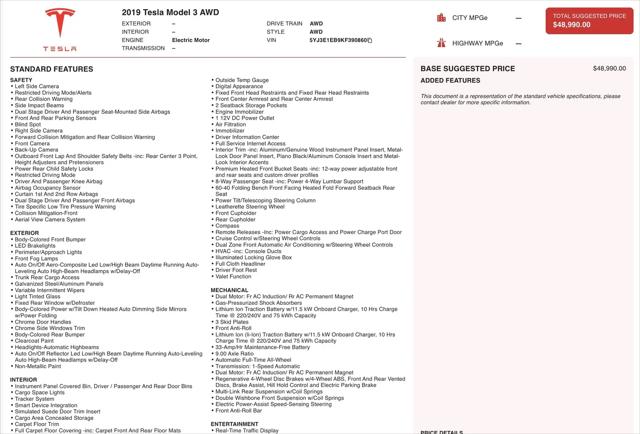 2019 Tesla Model 3 Long Range