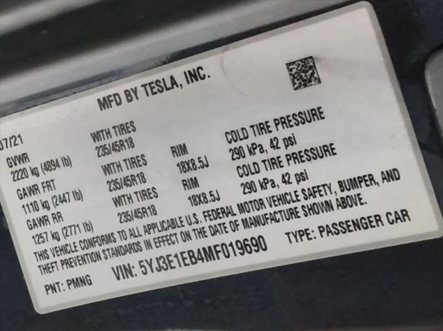 2021 Tesla Model 3 Long Range Dual Motor All-Wheel Drive