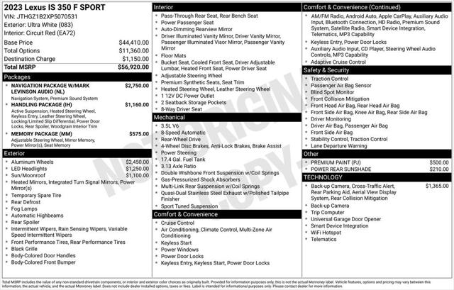 2023 Lexus IS 350 F SPORT 2023 Lexus IS 350 F SPORT