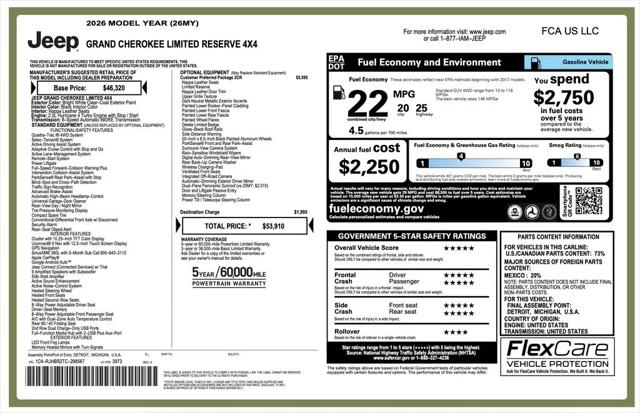 2026 Jeep Grand Cherokee GRAND CHEROKEE LIMITED RESERVE 4X4