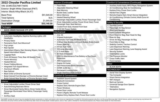 2022 Chrysler Pacifica Limited AWD