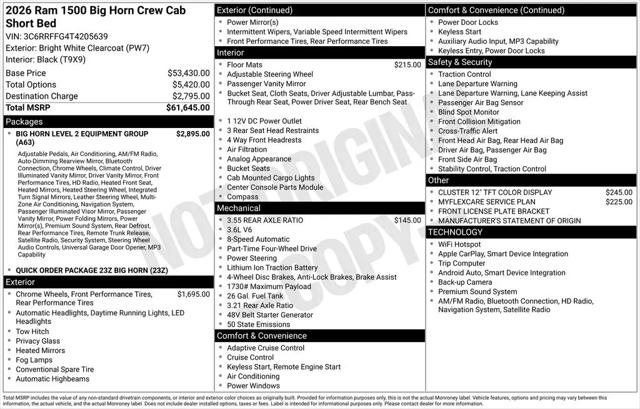 2026 Ram 1500 Big Horn Crew Cab 4x4 57 Box