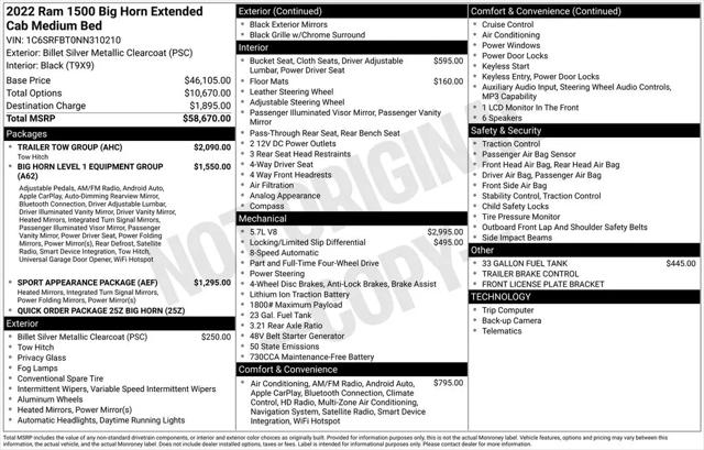 2022 Ram 1500 Big Horn Quad Cab 4x4 64 Box