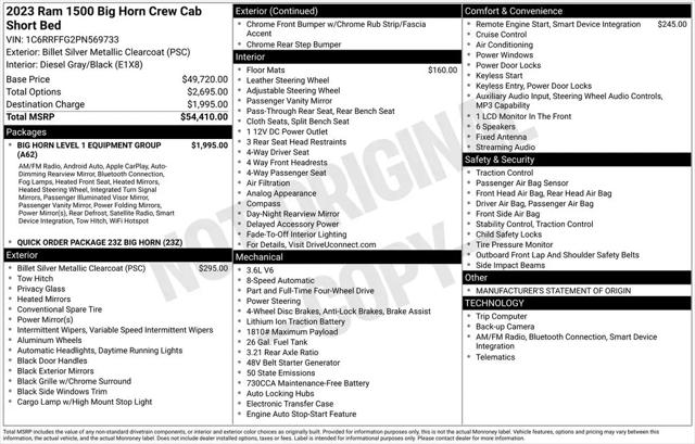 2023 Ram 1500 Big Horn Crew Cab 4x4 57 Box