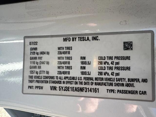 2022 Tesla Model 3 Rear-Wheel Drive