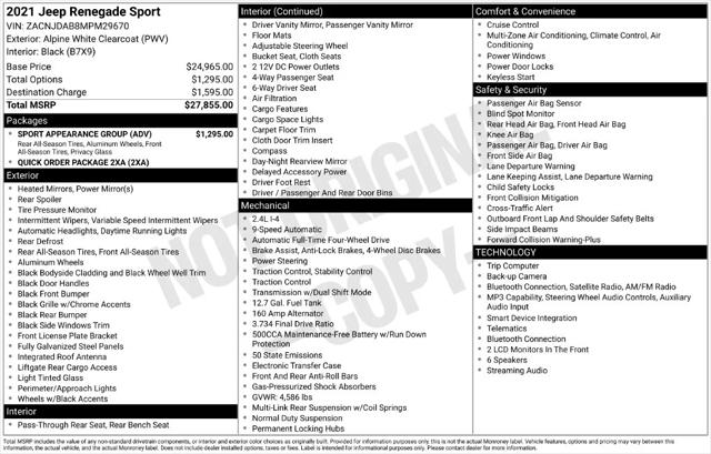 2021 Jeep Renegade Sport 4x4 2021 Jeep Renegade Sport 4x4