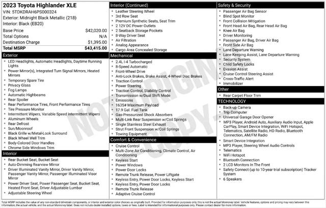 2023 Toyota Highlander XLE