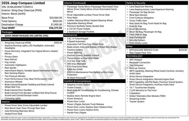2026 Jeep Compass COMPASS LIMITED 4X4 2026 Jeep Compass COMPASS LIMITED 4X4