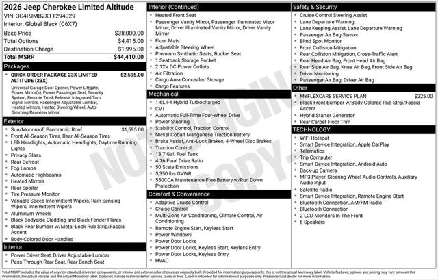 2026 Jeep Cherokee CHEROKEE LIMITED ALTITUDE 4X4 2026 Jeep Cherokee CHEROKEE LIMITED ALTITUDE 4X4
