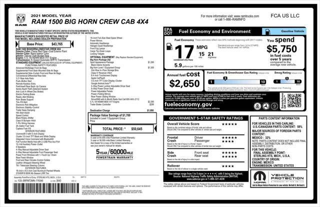 2021 RAM 1500 Big Horn/Lone Star 2021 RAM 1500 Big Horn/Lone Star