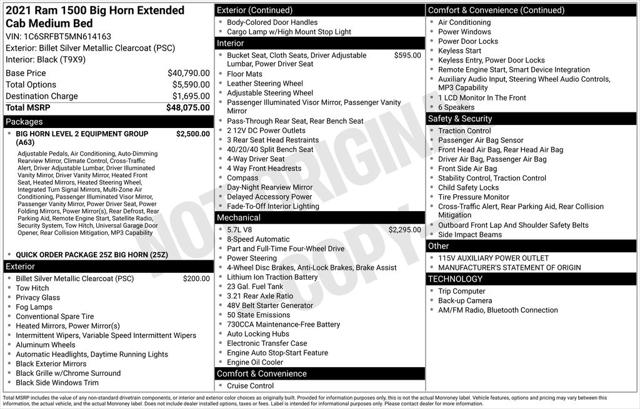 2021 Ram 1500 Big Horn Quad Cab 4x4 64 Box