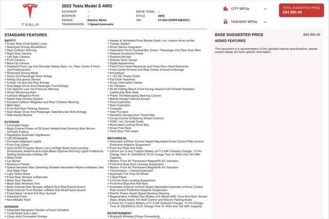 2023 Tesla Model S Standard Range