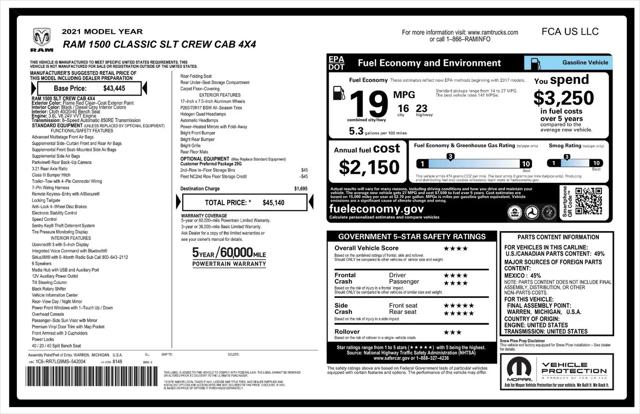 2021 Ram 1500 SLT Crew Cab 4x4 5'7" Box