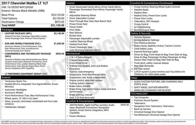 2017 Chevrolet Malibu 1LT for sale in Greensboro, NC