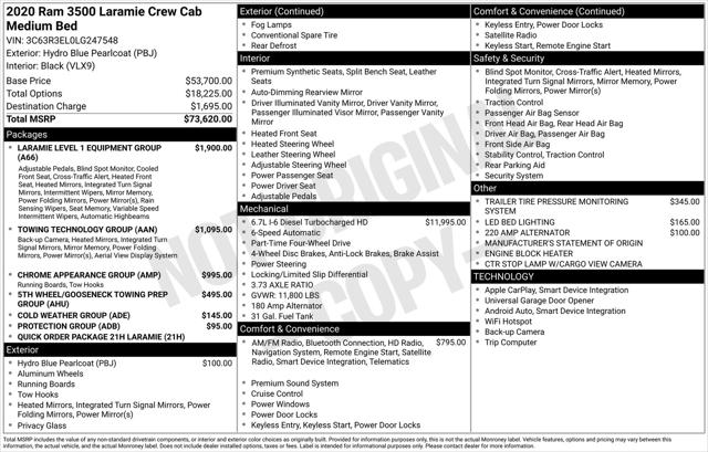 2020 Ram 3500 Laramie Crew Cab 4x4 64 Box