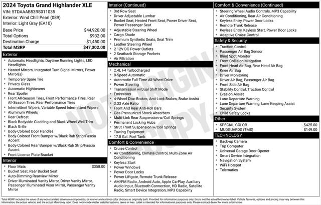 2024 Toyota Grand Highlander XLE 2024 Toyota Grand Highlander XLE