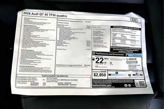 2026 Audi Q7 Premium 45 TFSI quattro tiptronic