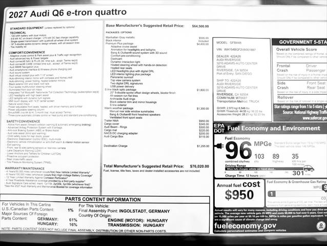 2027 Audi Q6 e-tron Premium quattro