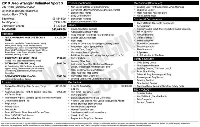 2019 Jeep Wrangler Unlimited Sport S 4x4 for sale in Bedford, OH