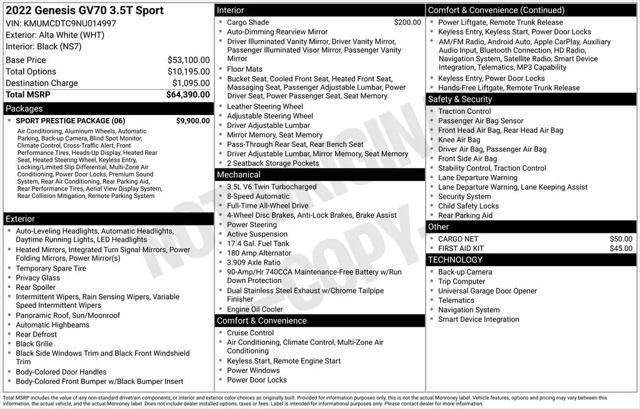 2022 Genesis GV70 3.5T AWD Sport for sale in Tinley Park, IL