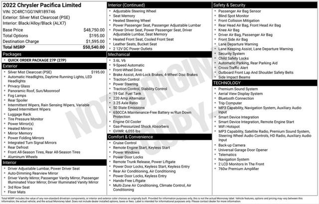 2022 Chrysler Pacifica Limited 2022 Chrysler Pacifica Limited
