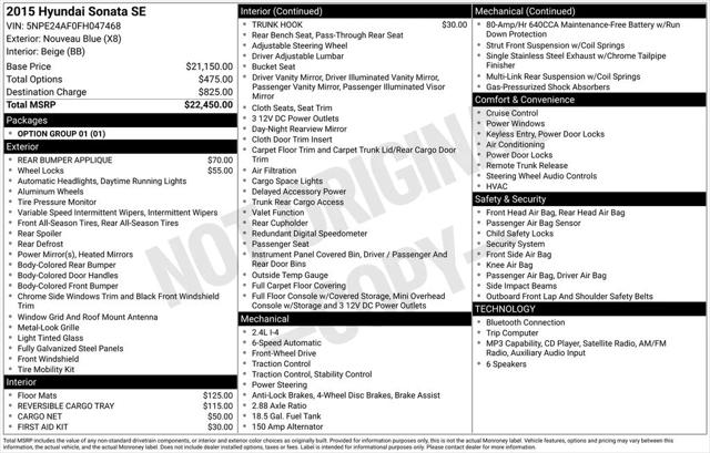 2015 Hyundai Sonata SE 2015 Hyundai Sonata SE