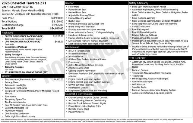Used 2026 Chevrolet Traverse AWD Z71 For Sale in Muscle Shoals, AL