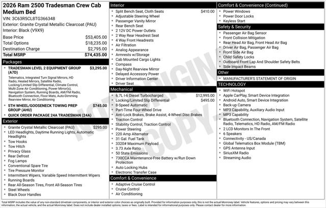 2026 Ram 2500 Tradesman Crew Cab 4x4 64 Box