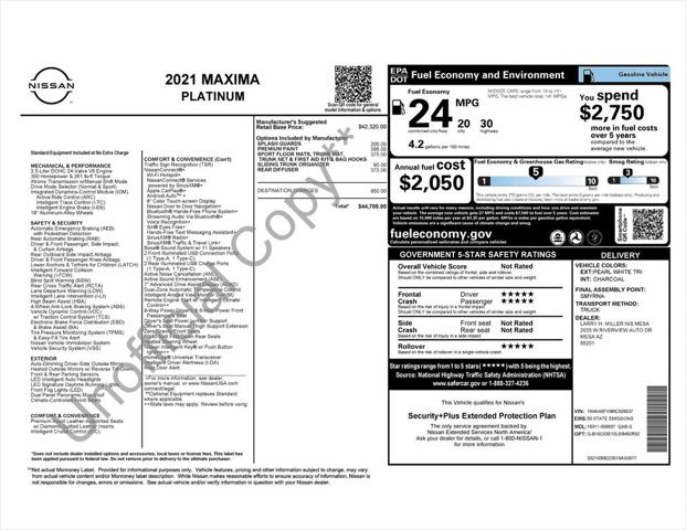 2021 Nissan Maxima Platinum Xtronic CVT