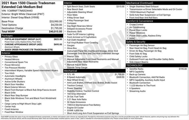2021 Ram 1500 Tradesman Quad Cab 4x2 6'4" Box