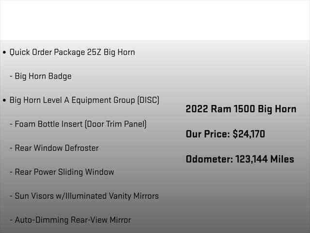 2022 Ram 1500 Big Horn Quad Cab 4x4 64 Box
