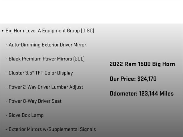 2022 Ram 1500 Big Horn Quad Cab 4x4 64 Box