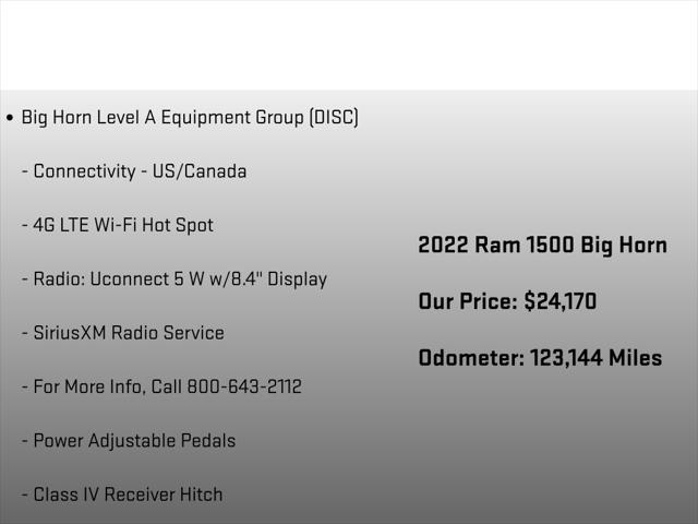 2022 Ram 1500 Big Horn Quad Cab 4x4 64 Box