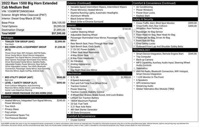 2022 Ram 1500 Big Horn Quad Cab 4x4 64 Box