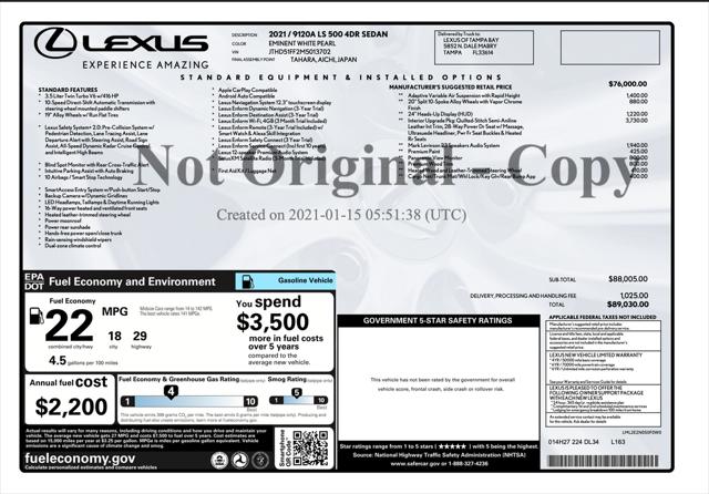 2021 Lexus LS 500 500 Base
